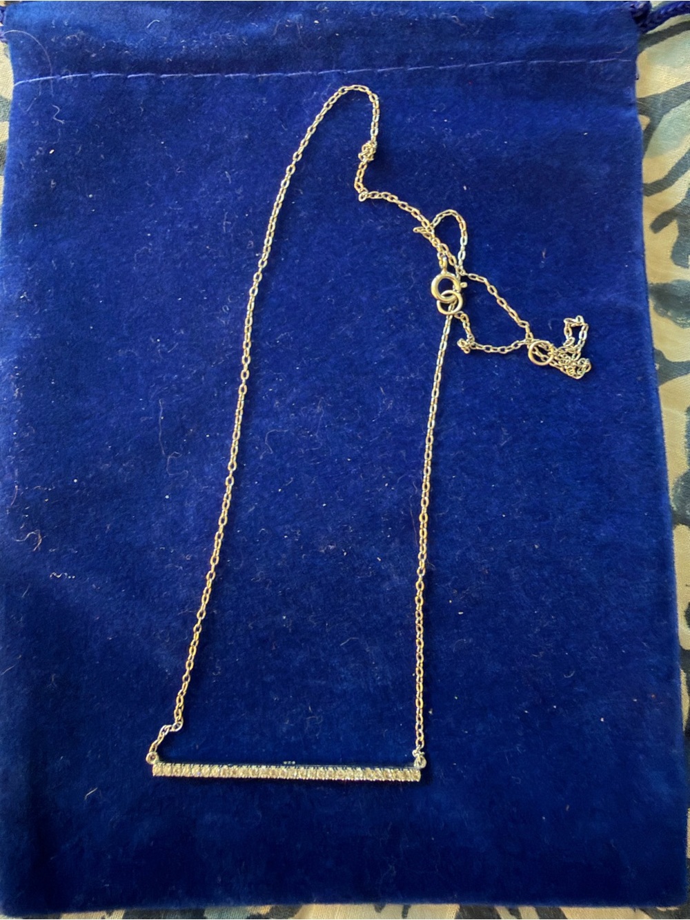 Delicate Gold Bar Pendant Necklace - Sparkling Crystal Accent